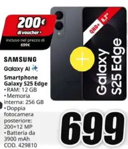 MediaWorld SAMSUNG Smartphone Galaxy S25 Edge offerta