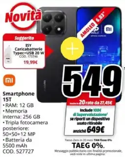 MediaWorld Xiaomi Smartphone 15T Suggerito offerta