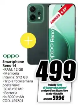 MediaWorld oppo Smartphone Reno 14 offerta