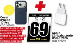 MediaWorld Cover iPhone 17 Pro + Appl Caricabatterie USB-C 20 W offerta