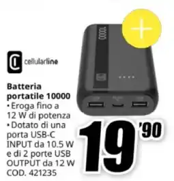 MediaWorld cellularline Batteria portatile 10000 offerta