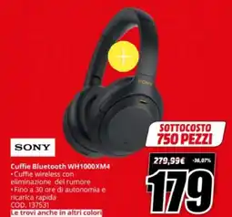 MediaWorld SONY Cuffie Bluetooth WH1000XM4 offerta
