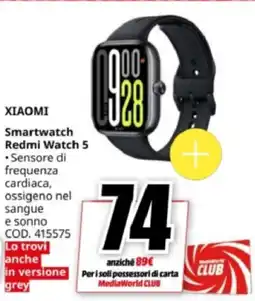 MediaWorld XIAOMI Smartwatch Redmi Watch 5 offerta