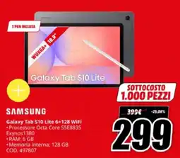 MediaWorld SAMSUNG Galaxy Tab S10 Lite 6+128 WiFi offerta