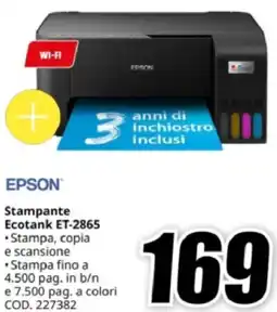 MediaWorld EPSON Stampante Ecotank ET-2865 offerta