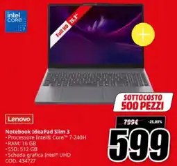 MediaWorld Lenovo Notebook IdeaPad Slim 3 offerta