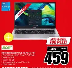 MediaWorld acer Notebook Aspire Go 15 AG15-71P offerta