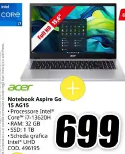 MediaWorld acer Notebook Aspire Go 15 AG15 offerta