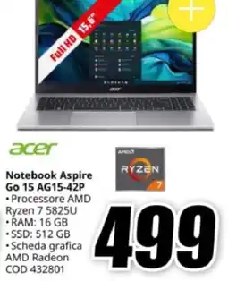 MediaWorld acer Notebook Aspire Go 15 AG15-42P offerta
