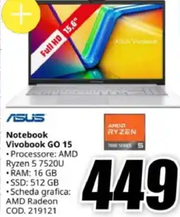 MediaWorld ASUS Notebook Vivobook GO 15 offerta