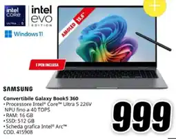MediaWorld SAMSUNG Convertibile Galaxy Book5 360 offerta