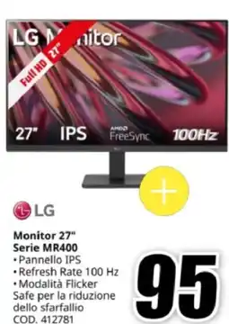 MediaWorld LG Monitor 27" Serie MR400 offerta
