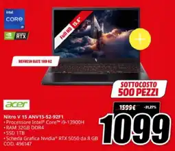 MediaWorld acer Nitro V 15 ANV15-52-92F1 offerta
