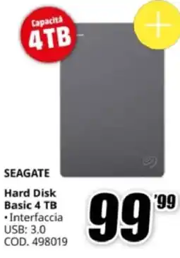 MediaWorld SEAGATE Hard Disk Basic 4 TB offerta
