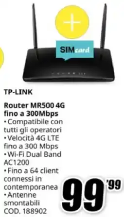 MediaWorld TP-LINK Router MR500 4G fino a 300Mbps offerta