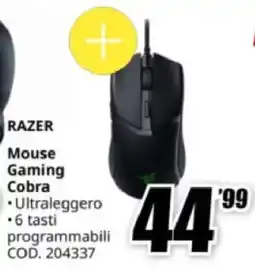 MediaWorld RAZER Mouse Gaming Cobra offerta
