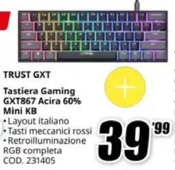 MediaWorld TRUST GXT Tastiera Gaming GXT867 Acira 60% Mini KB offerta
