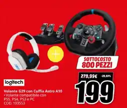 MediaWorld logitech Volante G29 con Cuffia Astro A10 offerta