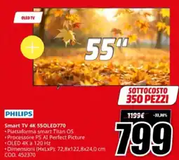 MediaWorld PHILIPS Smart TV 4K 550LED770 offerta