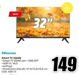 MediaWorld Hisense Smart TV 32A4Q offerta