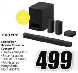 MediaWorld SONY Soundbar Bravia Theatre System 6 offerta