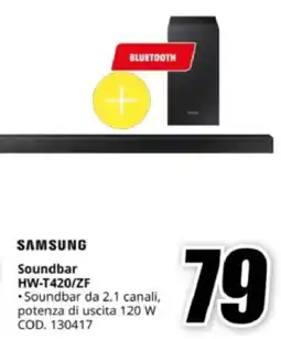 MediaWorld SAMSUNG Soundbar HW-T420/ZF offerta