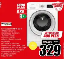 MediaWorld Whirlpool Lavatrice FFB 846 SV IT offerta
