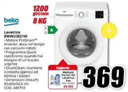 MediaWorld beko Lavatrice BMWU3821W offerta