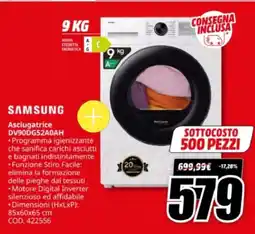 MediaWorld SAMSUNG Asciugatrice DV90DG52A0AH offerta