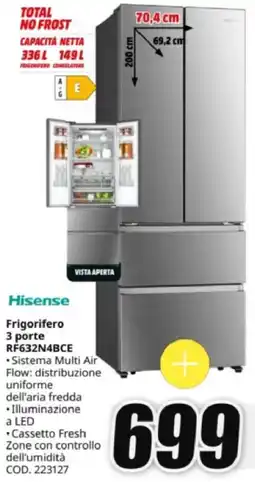 MediaWorld Hisense Frigorifero 3 porte RF632N4BCE offerta