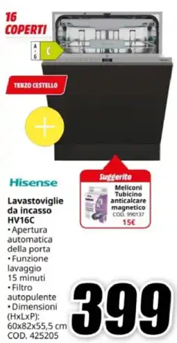MediaWorld Hisense Lavastoviglie da incasso HV16C offerta