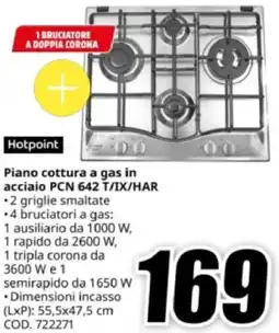 MediaWorld Hotpoint Piano cottura a gas in acciaio PCN 642 T/IX/HAR offerta