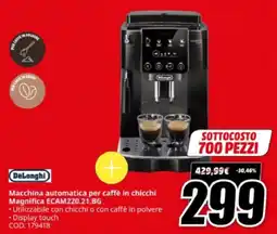 MediaWorld DeLonghi Macchina automatica per caffè in chicchi Magnifica ECAM220.21.BG offerta