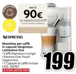 MediaWorld NESPRESSO Macchina per caffè in capsule Nespresso Lattissima One offerta