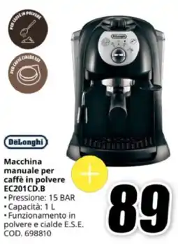 MediaWorld DeLonghi Macchina manuale per caffè in polvere EC201 CD.B offerta