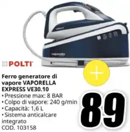 MediaWorld POLTI Ferro generatore di vapore VAPORELLA EXPRESS VE30.10 offerta