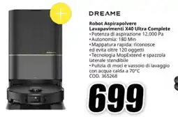 MediaWorld DREAME Robot Aspirapolvere Lavapavimenti X40 Ultra Complete offerta