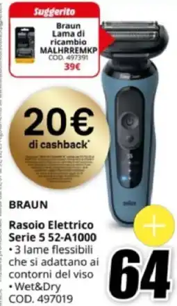 MediaWorld BRAUN Rasoio Elettrico Serie 5 52-A1000 offerta