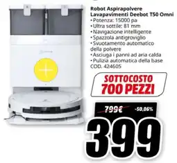 MediaWorld Robot Aspirapolvere Lavapavimenti Deebot T50 Omni offerta