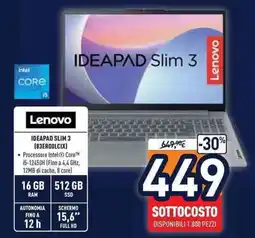Unieuro Lenovo IDEAPAD SLIM 3 (83EROOLCIX) offerta