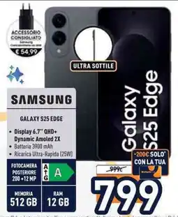 Unieuro SAMSUNG GALAXY S25 EDGE offerta