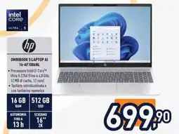 Unieuro hp OMNIBOOK 5 LAPTOP AI 16-AF1006NL offerta