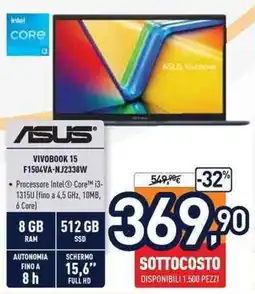 Unieuro ASUS VIVOBOOK 15 F1504VA-NJ2338W offerta