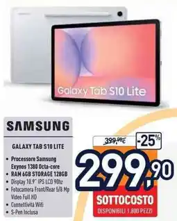 Unieuro SAMSUNG GALAXY TAB S10 LITE offerta