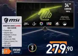 Unieuro msi MONITOR CURVO GAMING MAG 345COR offerta