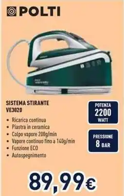 Unieuro POLTI SISTEMA STIRANTE VE3020 offerta