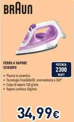Unieuro BRAUN FERRO A VAPORE S13030PU offerta