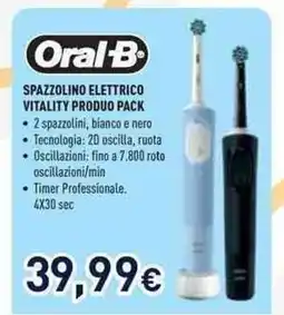 Unieuro Oral-B SPAZZOLINO ELETTRICO VITALITY PRODUO PACK offerta