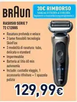 Unieuro BRAUN RASOSIO SERIE 7 72 C1200S offerta