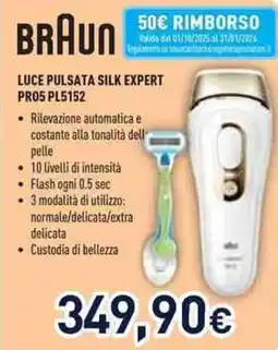 Unieuro BRAUN LUCE PULSATA SILK EXPERT PRO5 PL5152 offerta